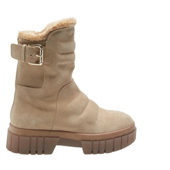 FREE PEOPLE FABLE SUEDE FAUX FUR LINED SAND-SUEDE BOOTS Multiple Szs • NWT - Picture 3 of 5